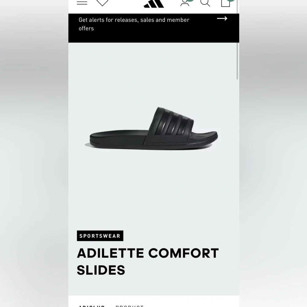adidas Adilette Comfort Black Slide with Textured Footbed Men’s 12